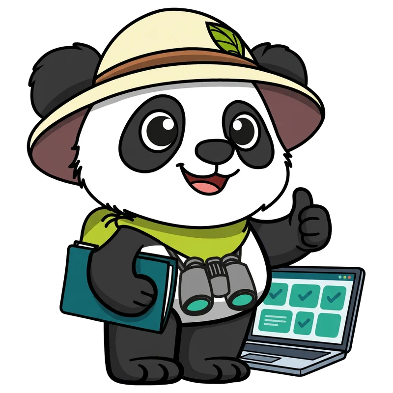 Le panda tend un dossier à un client